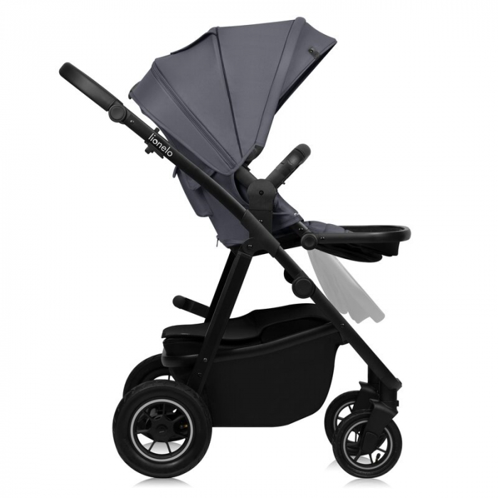 Carucior 2 in 1, Lionelo, Amber Plus, Cadru aluminiu, Cu landou intarit si salteluta moale, Reversibil, Maner ajustabil, Cu accesorii, Cu ventilatie panoramica 3D, Pana la 22 kg, EN1888-1, EN1888-2, E [17]