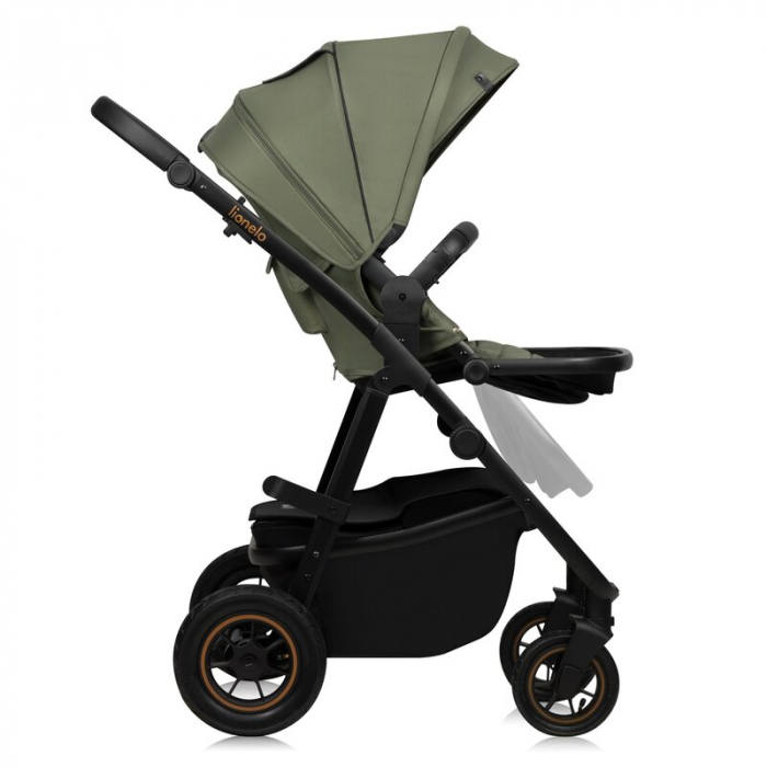 Carucior 2 in 1, Lionelo, Amber Plus, Cadru aluminiu, Cu landou intarit si salteluta moale, Reversibil, Maner ajustabil, Cu accesorii, Cu ventilatie panoramica 3D, Pana la 22 kg, EN1888-1, EN1888-2, E [17]