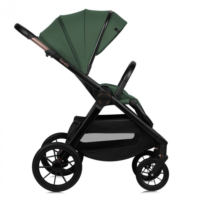 Carucior 2 in 1, Lionelo, Layla, Pana la 22 kg, Cadru aluminiu, Cu landou intarit si salteluta din spuma AirDots, Reversibil, Cu ventilatie 3D, Cu accesorii, EN1888-1, EN1888-2, EN1466, Verde [8]