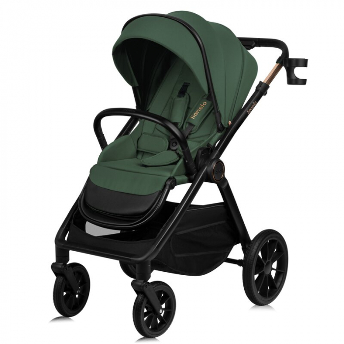 Carucior 2 in 1, Lionelo, Layla, Pana la 22 kg, Cadru aluminiu, Cu landou intarit si salteluta din spuma AirDots, Reversibil, Cu ventilatie 3D, Cu accesorii, EN1888-1, EN1888-2, EN1466, Verde [7]