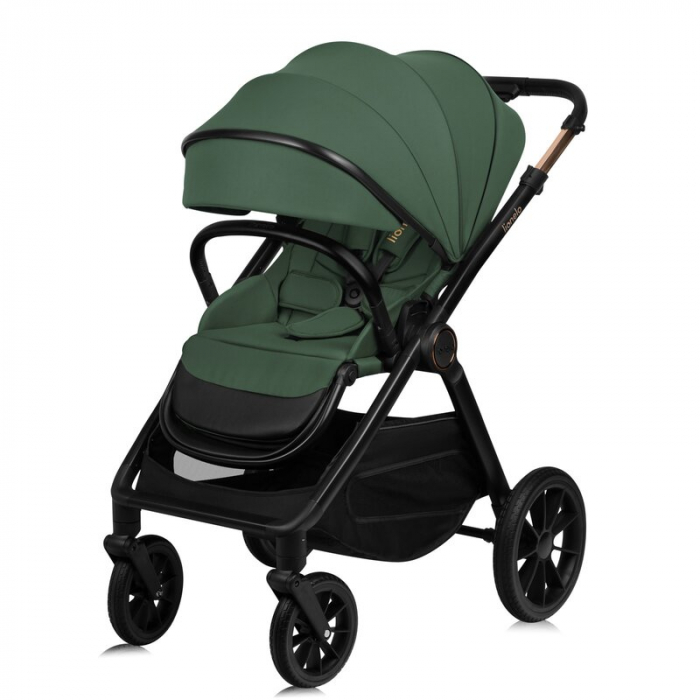 Carucior 2 in 1, Lionelo, Layla, Pana la 22 kg, Cadru aluminiu, Cu landou intarit si salteluta din spuma AirDots, Reversibil, Cu ventilatie 3D, Cu accesorii, EN1888-1, EN1888-2, EN1466, Verde [6]