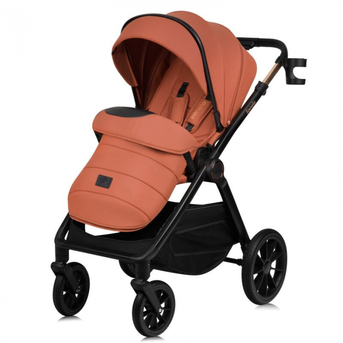 Carucior 2 in 1, Lionelo, Layla, Pana la 22 kg, Cadru aluminiu, Cu landou intarit si salteluta din spuma AirDots, Reversibil, Cu ventilatie 3D, Cu accesorii, EN1888-1, EN1888-2, EN1466, Maro [8]