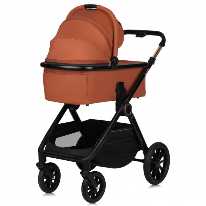 Carucior 2 in 1, Lionelo, Layla, Pana la 22 kg, Cadru aluminiu, Cu landou intarit si salteluta din spuma AirDots, Reversibil, Cu ventilatie 3D, Cu accesorii, EN1888-1, EN1888-2, EN1466, Maro [14]