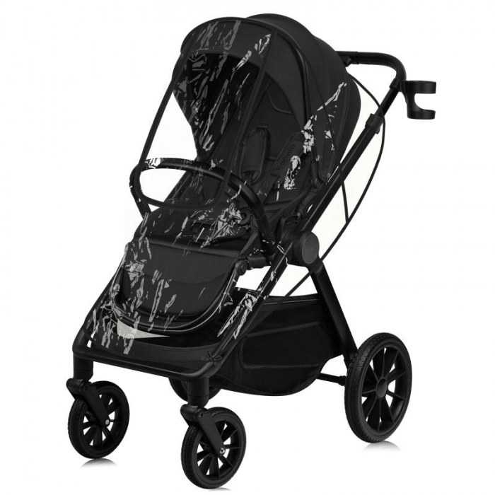 Carucior 2 in 1, Lionelo, Layla, Pana la 22 kg, Cadru aluminiu, Cu landou intarit si salteluta din spuma AirDots, Reversibil, Cu ventilatie 3D, Cu accesorii, EN1888-1, EN1888-2, EN1466, Negru [13]