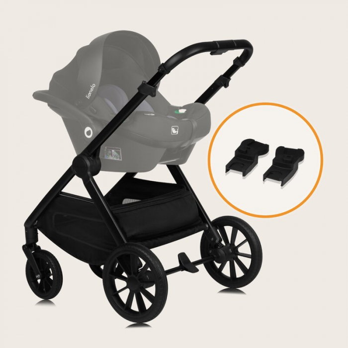 Carucior 2 in 1, Lionelo, Layla, Pana la 22 kg, Cadru aluminiu, Cu landou intarit si salteluta din spuma AirDots, Reversibil, Cu ventilatie 3D, Cu accesorii, EN1888-1, EN1888-2, EN1466, Negru [38]