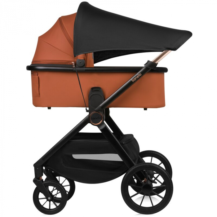 Carucior 2 in 1, Lionelo, Layla, Pana la 22 kg, Cadru aluminiu, Cu landou intarit si salteluta din spuma AirDots, Reversibil, Cu ventilatie 3D, Cu accesorii, EN1888-1, EN1888-2, EN1466, Maro [18]