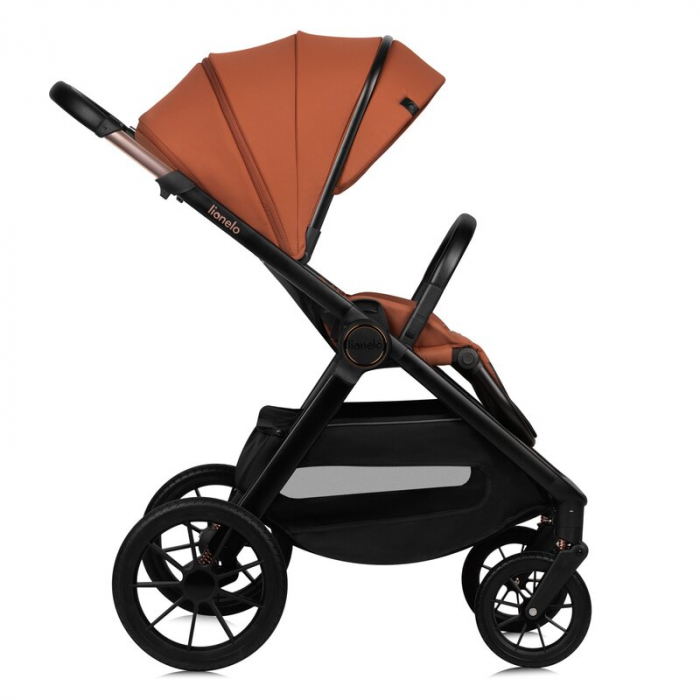 Carucior 2 in 1, Lionelo, Layla, Pana la 22 kg, Cadru aluminiu, Cu landou intarit si salteluta din spuma AirDots, Reversibil, Cu ventilatie 3D, Cu accesorii, EN1888-1, EN1888-2, EN1466, Maro [9]