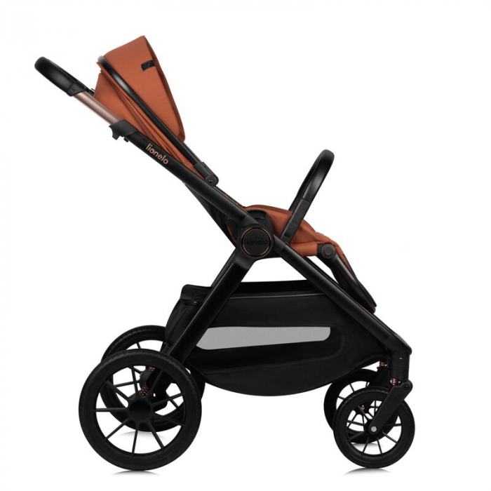 Carucior 2 in 1, Lionelo, Layla, Pana la 22 kg, Cadru aluminiu, Cu landou intarit si salteluta din spuma AirDots, Reversibil, Cu ventilatie 3D, Cu accesorii, EN1888-1, EN1888-2, EN1466, Maro [11]