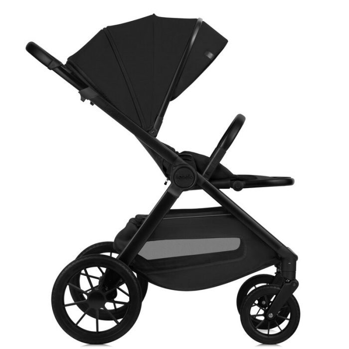 Carucior 2 in 1, Lionelo, Layla, Pana la 22 kg, Cadru aluminiu, Cu landou intarit si salteluta din spuma AirDots, Reversibil, Cu ventilatie 3D, Cu accesorii, EN1888-1, EN1888-2, EN1466, Negru [11]