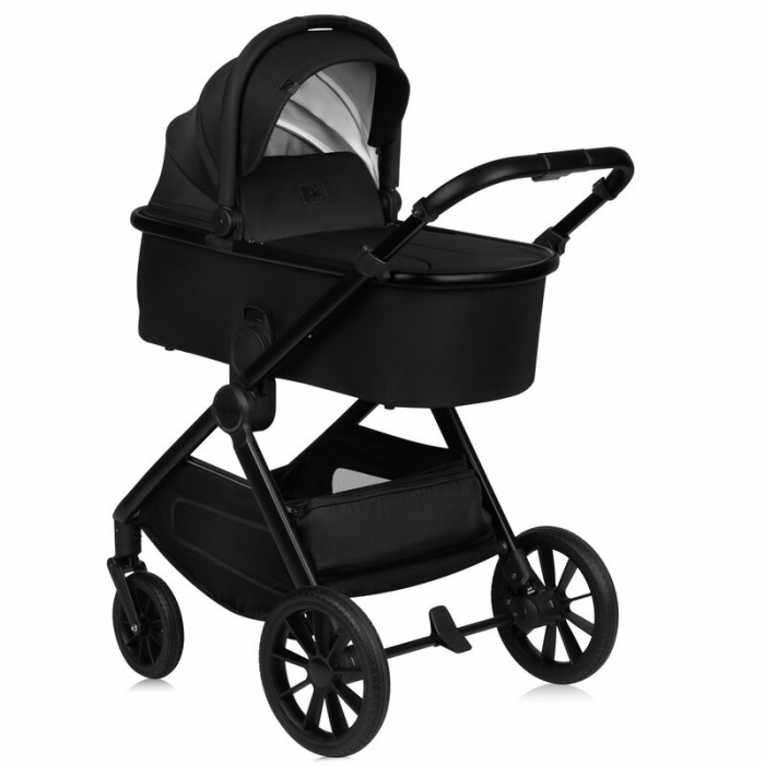 Carucior 2 in 1, Lionelo, Layla, Pana la 22 kg, Cadru aluminiu, Cu landou intarit si salteluta din spuma AirDots, Reversibil, Cu ventilatie 3D, Cu accesorii, EN1888-1, EN1888-2, EN1466, Negru [14]