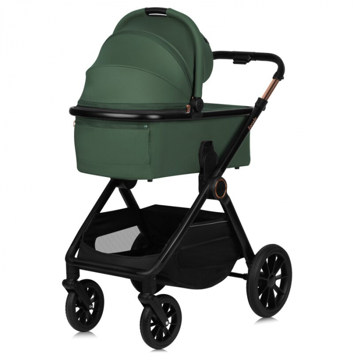 Carucior 2 in 1, Lionelo, Layla, Pana la 22 kg, Cadru aluminiu, Cu landou intarit si salteluta din spuma AirDots, Reversibil, Cu ventilatie 3D, Cu accesorii, EN1888-1, EN1888-2, EN1466, Verde [12]