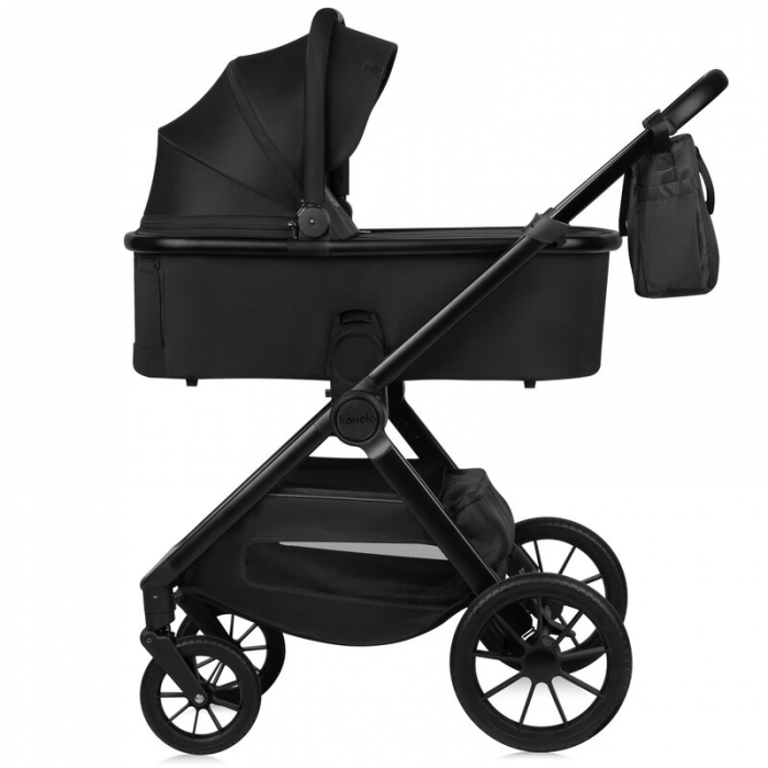 Carucior 2 in 1, Lionelo, Layla, Pana la 22 kg, Cadru aluminiu, Cu landou intarit si salteluta din spuma AirDots, Reversibil, Cu ventilatie 3D, Cu accesorii, EN1888-1, EN1888-2, EN1466, Negru [20]