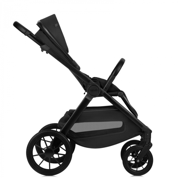 Carucior 2 in 1, Lionelo, Layla, Pana la 22 kg, Cadru aluminiu, Cu landou intarit si salteluta din spuma AirDots, Reversibil, Cu ventilatie 3D, Cu accesorii, EN1888-1, EN1888-2, EN1466, Negru [12]