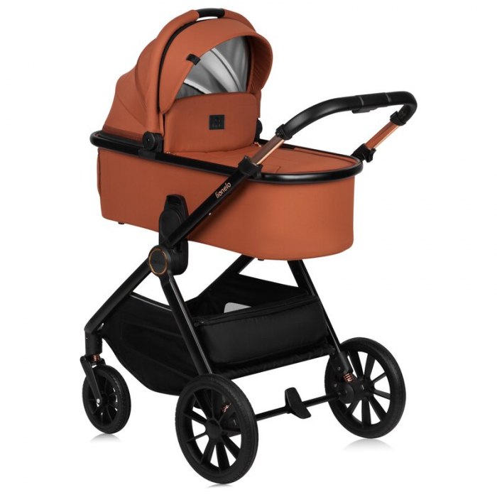Carucior 2 in 1, Lionelo, Layla, Pana la 22 kg, Cadru aluminiu, Cu landou intarit si salteluta din spuma AirDots, Reversibil, Cu ventilatie 3D, Cu accesorii, EN1888-1, EN1888-2, EN1466, Maro [13]