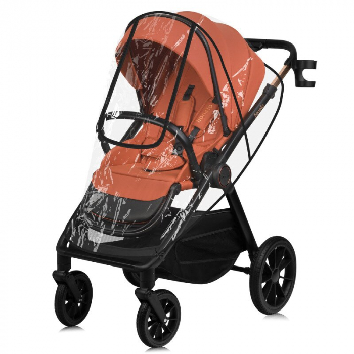 Carucior 2 in 1, Lionelo, Layla, Pana la 22 kg, Cadru aluminiu, Cu landou intarit si salteluta din spuma AirDots, Reversibil, Cu ventilatie 3D, Cu accesorii, EN1888-1, EN1888-2, EN1466, Maro [12]