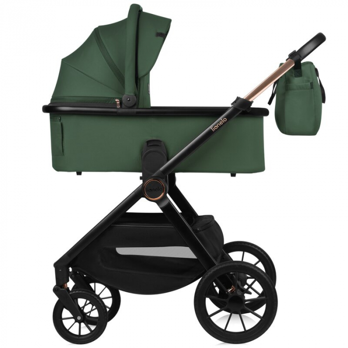 Carucior 2 in 1, Lionelo, Layla, Pana la 22 kg, Cadru aluminiu, Cu landou intarit si salteluta din spuma AirDots, Reversibil, Cu ventilatie 3D, Cu accesorii, EN1888-1, EN1888-2, EN1466, Verde [24]