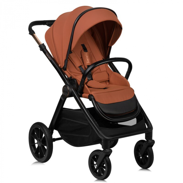 Carucior 2 in 1, Lionelo, Layla, Pana la 22 kg, Cadru aluminiu, Cu landou intarit si salteluta din spuma AirDots, Reversibil, Cu ventilatie 3D, Cu accesorii, EN1888-1, EN1888-2, EN1466, Maro [3]