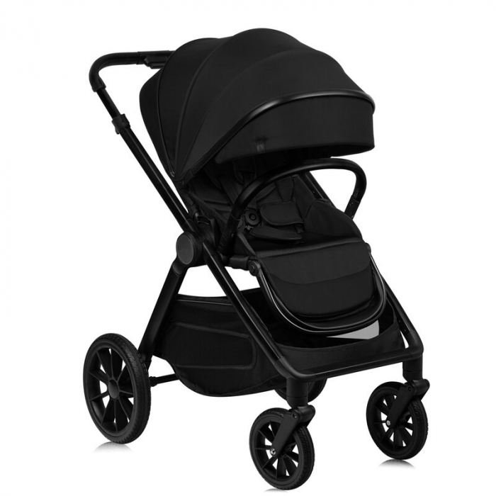 Carucior 2 in 1, Lionelo, Layla, Pana la 22 kg, Cadru aluminiu, Cu landou intarit si salteluta din spuma AirDots, Reversibil, Cu ventilatie 3D, Cu accesorii, EN1888-1, EN1888-2, EN1466, Negru [3]