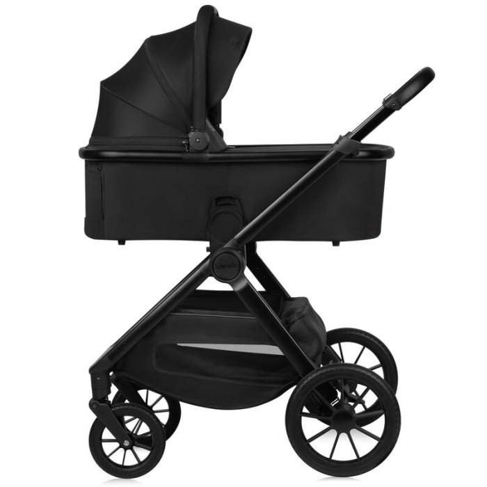 Carucior 2 in 1, Lionelo, Layla, Pana la 22 kg, Cadru aluminiu, Cu landou intarit si salteluta din spuma AirDots, Reversibil, Cu ventilatie 3D, Cu accesorii, EN1888-1, EN1888-2, EN1466, Negru [16]