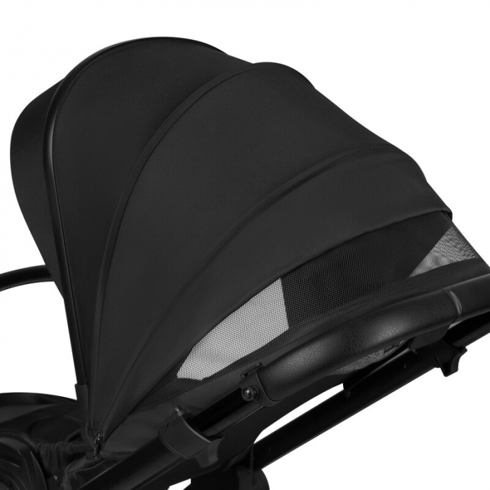 Carucior 2 in 1, Lionelo, Layla, Pana la 22 kg, Cadru aluminiu, Cu landou intarit si salteluta din spuma AirDots, Reversibil, Cu ventilatie 3D, Cu accesorii, EN1888-1, EN1888-2, EN1466, Negru [22]