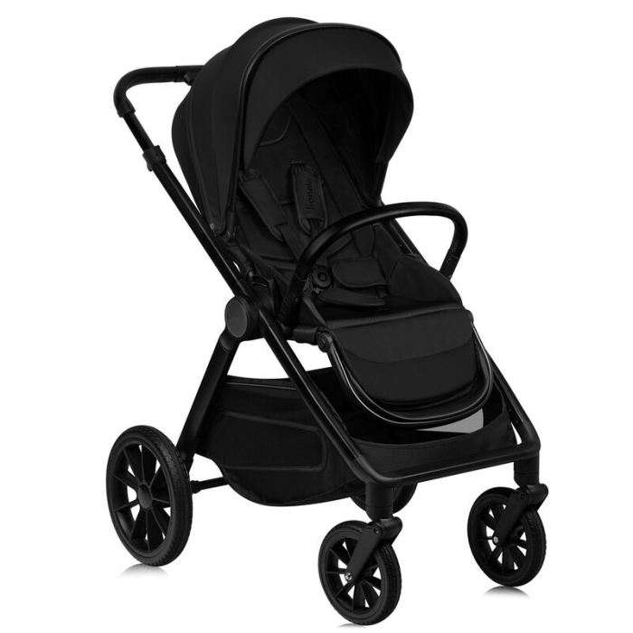 Carucior 2 in 1, Lionelo, Layla, Pana la 22 kg, Cadru aluminiu, Cu landou intarit si salteluta din spuma AirDots, Reversibil, Cu ventilatie 3D, Cu accesorii, EN1888-1, EN1888-2, EN1466, Negru [6]