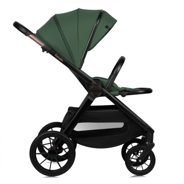 Carucior 2 in 1, Lionelo, Layla, Pana la 22 kg, Cadru aluminiu, Cu landou intarit si salteluta din spuma AirDots, Reversibil, Cu ventilatie 3D, Cu accesorii, EN1888-1, EN1888-2, EN1466, Verde [9]