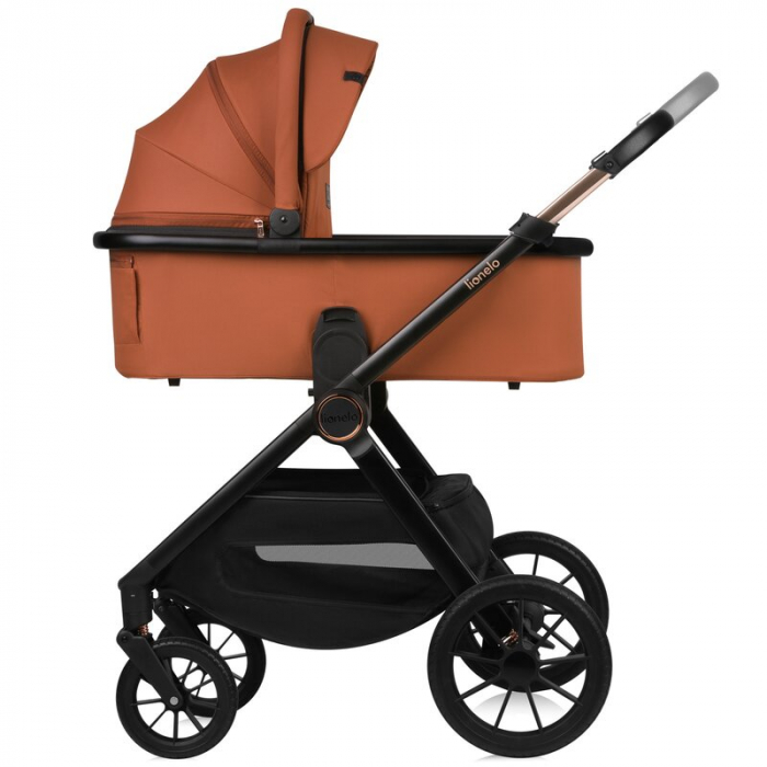 Carucior 2 in 1, Lionelo, Layla, Pana la 22 kg, Cadru aluminiu, Cu landou intarit si salteluta din spuma AirDots, Reversibil, Cu ventilatie 3D, Cu accesorii, EN1888-1, EN1888-2, EN1466, Maro [17]