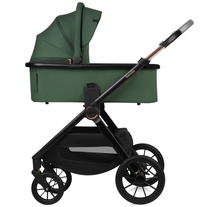 Carucior 2 in 1, Lionelo, Layla, Pana la 22 kg, Cadru aluminiu, Cu landou intarit si salteluta din spuma AirDots, Reversibil, Cu ventilatie 3D, Cu accesorii, EN1888-1, EN1888-2, EN1466, Verde [15]