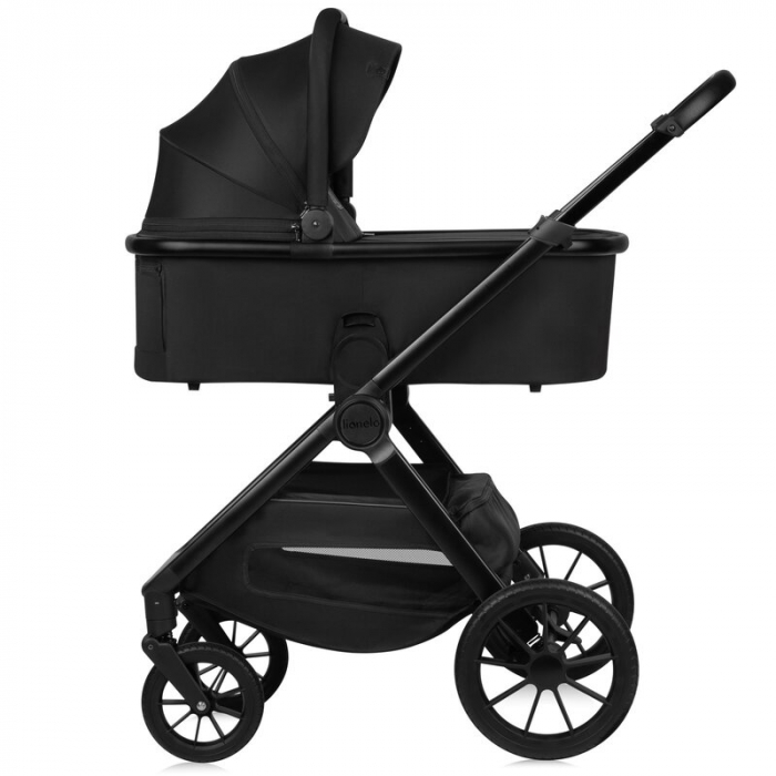 Carucior 2 in 1, Lionelo, Layla, Pana la 22 kg, Cadru aluminiu, Cu landou intarit si salteluta din spuma AirDots, Reversibil, Cu ventilatie 3D, Cu accesorii, EN1888-1, EN1888-2, EN1466, Negru [17]