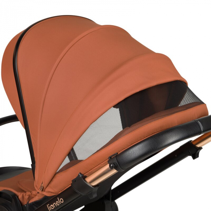 Carucior 2 in 1, Lionelo, Layla, Pana la 22 kg, Cadru aluminiu, Cu landou intarit si salteluta din spuma AirDots, Reversibil, Cu ventilatie 3D, Cu accesorii, EN1888-1, EN1888-2, EN1466, Maro [21]