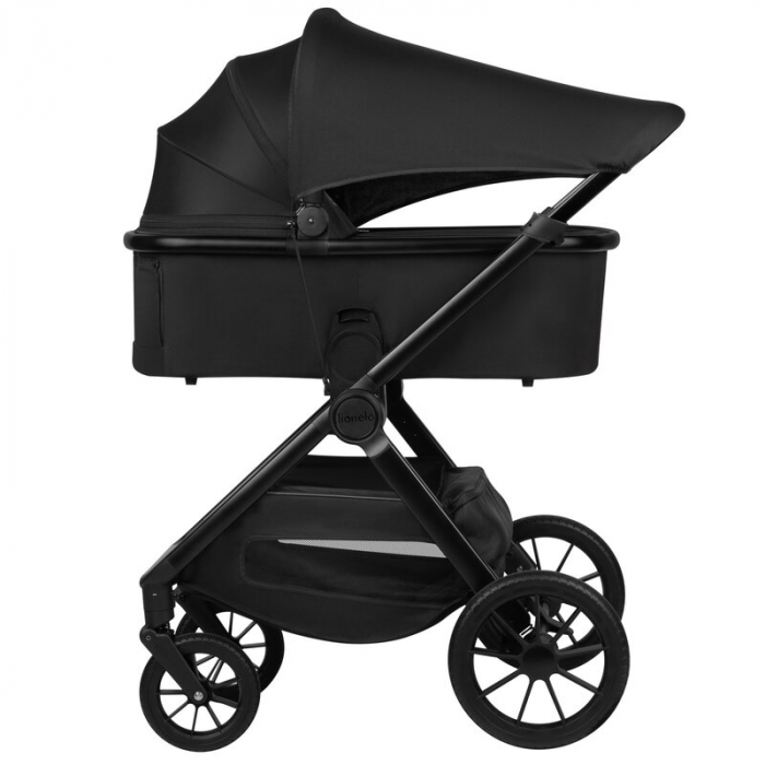 Carucior 2 in 1, Lionelo, Layla, Pana la 22 kg, Cadru aluminiu, Cu landou intarit si salteluta din spuma AirDots, Reversibil, Cu ventilatie 3D, Cu accesorii, EN1888-1, EN1888-2, EN1466, Negru [19]