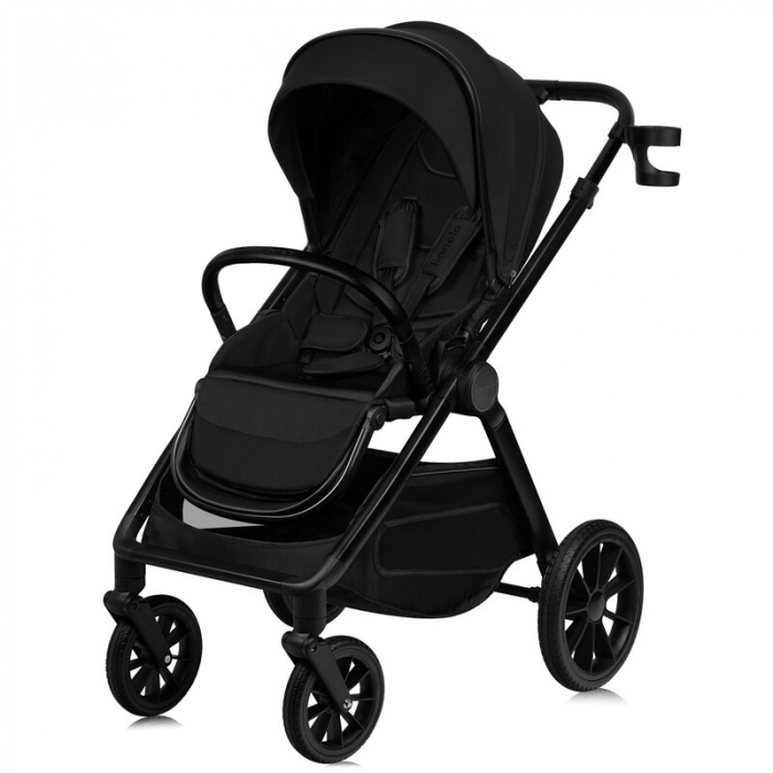 Carucior 2 in 1, Lionelo, Layla, Pana la 22 kg, Cadru aluminiu, Cu landou intarit si salteluta din spuma AirDots, Reversibil, Cu ventilatie 3D, Cu accesorii, EN1888-1, EN1888-2, EN1466, Negru [7]