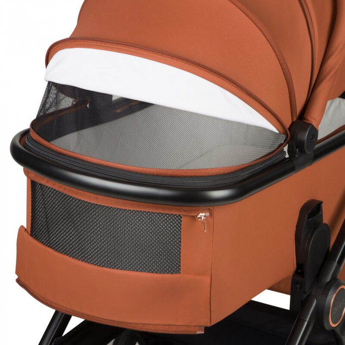 Carucior 2 in 1, Lionelo, Layla, Pana la 22 kg, Cadru aluminiu, Cu landou intarit si salteluta din spuma AirDots, Reversibil, Cu ventilatie 3D, Cu accesorii, EN1888-1, EN1888-2, EN1466, Maro [20]