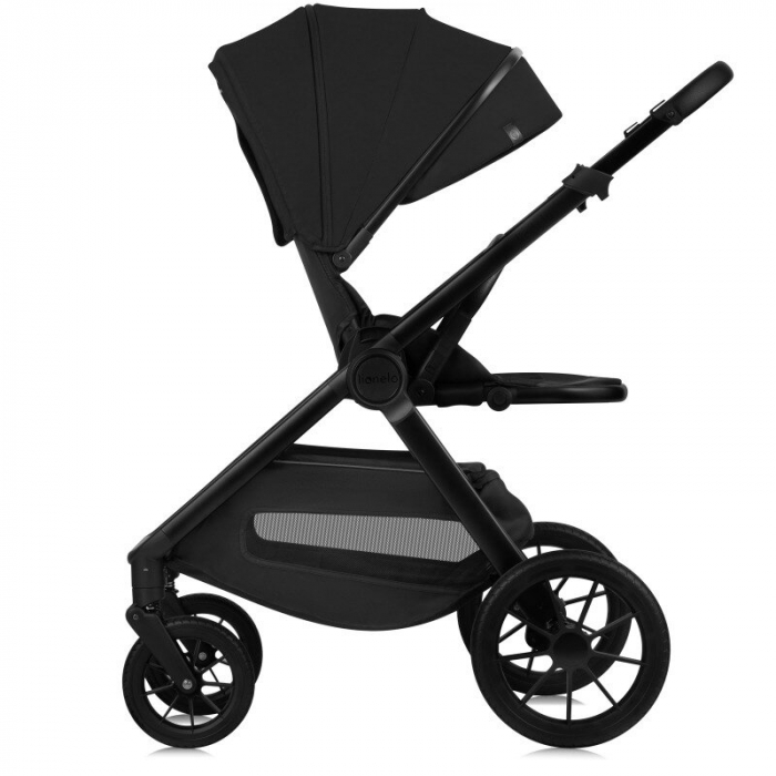 Carucior 2 in 1, Lionelo, Layla, Pana la 22 kg, Cadru aluminiu, Cu landou intarit si salteluta din spuma AirDots, Reversibil, Cu ventilatie 3D, Cu accesorii, EN1888-1, EN1888-2, EN1466, Negru [9]