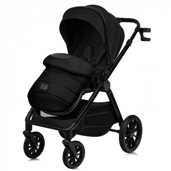 Carucior 2 in 1, Lionelo, Layla, Pana la 22 kg, Cadru aluminiu, Cu landou intarit si salteluta din spuma AirDots, Reversibil, Cu ventilatie 3D, Cu accesorii, EN1888-1, EN1888-2, EN1466, Negru [8]