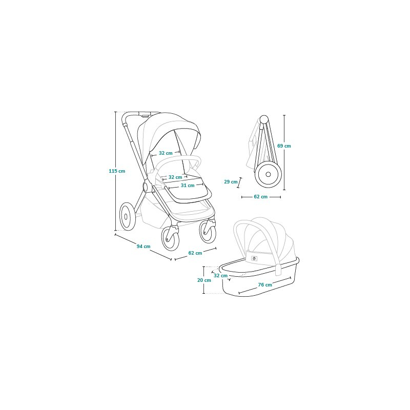 Carucior 2 in 1, Lionelo, Layla, Pana la 22 kg, Cadru aluminiu, Cu landou intarit si salteluta din spuma AirDots, Reversibil, Cu ventilatie 3D, Cu accesorii, EN1888-1, EN1888-2, EN1466, Gri [28]
