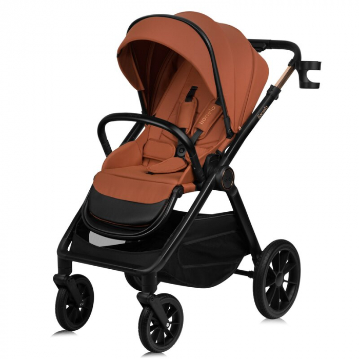 Carucior 2 in 1, Lionelo, Layla, Pana la 22 kg, Cadru aluminiu, Cu landou intarit si salteluta din spuma AirDots, Reversibil, Cu ventilatie 3D, Cu accesorii, EN1888-1, EN1888-2, EN1466, Maro [7]
