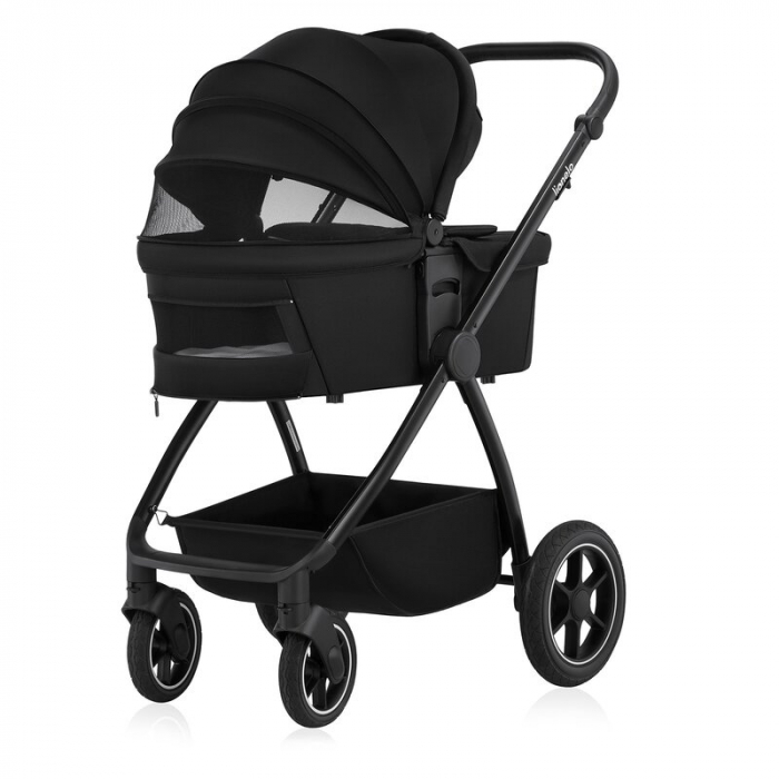 Carucior 2 in 1, Lionelo, Meril, Cu landou si scaun cu dimensiune XL, Reversibil, Cu sistem de ventilatie 3D, Cu accesorii, Pana la 22 kg, Conform cu EN1888-1 EN1888-2, EN1466, Negru [18]