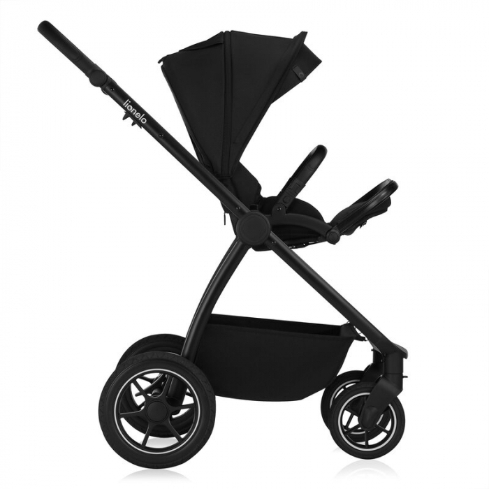 Carucior 2 in 1, Lionelo, Meril, Cu landou si scaun cu dimensiune XL, Reversibil, Cu sistem de ventilatie 3D, Cu accesorii, Pana la 22 kg, Conform cu EN1888-1 EN1888-2, EN1466, Negru [12]