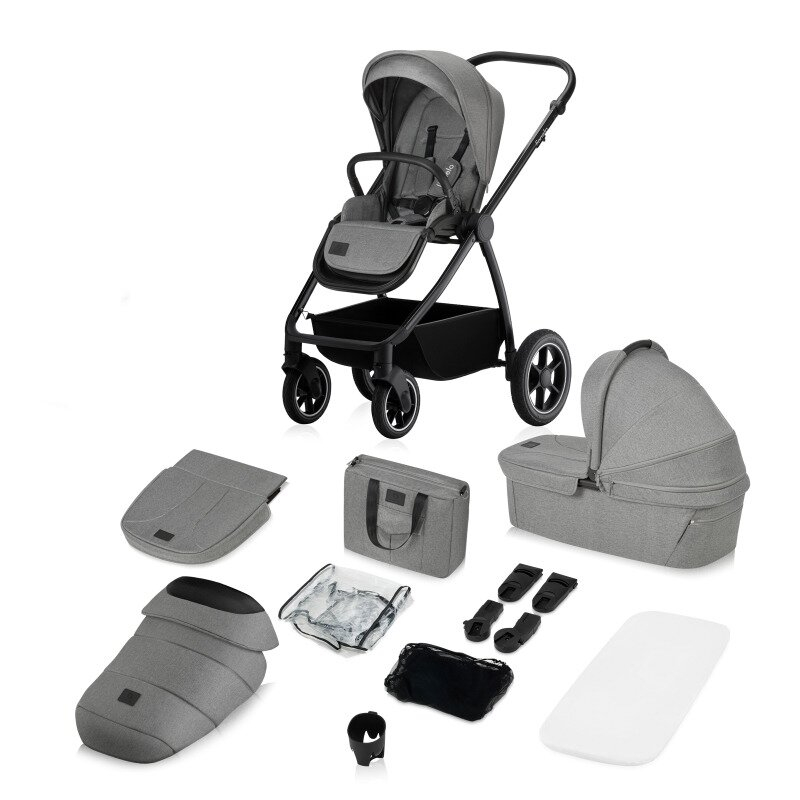 Carucior 2 in 1, Lionelo, Meril, Cu landou si scaun cu dimensiune XL, Reversibil, Cu sistem de ventilatie 3D, Cu accesorii, Pana la 22 kg, Conform cu EN1888-1 EN1888-2, EN1466, Gri [3]