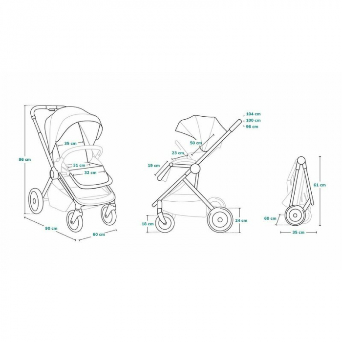Carucior 2 in 1, Lionelo, Mika, Cadru din aluminiu, Cu landou intarit si salteluta moale, Reversibil, Maner ajustabil, Plasa de tantari, Husa de ploaie, de picioare, 22 kg, Conform cu standardele euro [32]