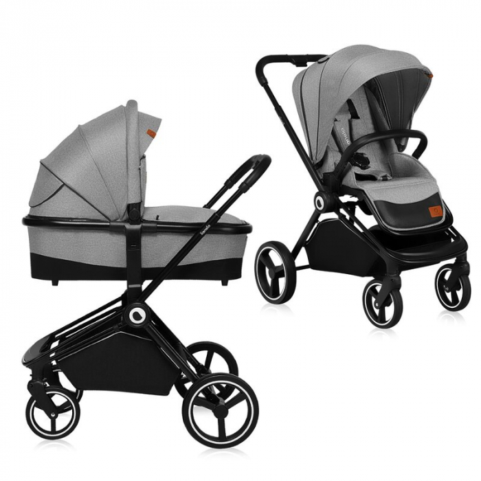 Carucior 2 in 1, Lionelo, Mika, Cadru din aluminiu, Cu landou intarit si salteluta moale, Reversibil, Maner ajustabil, Plasa de tantari, Husa de ploaie, de picioare, 22 kg, Conform cu standardele euro [1]