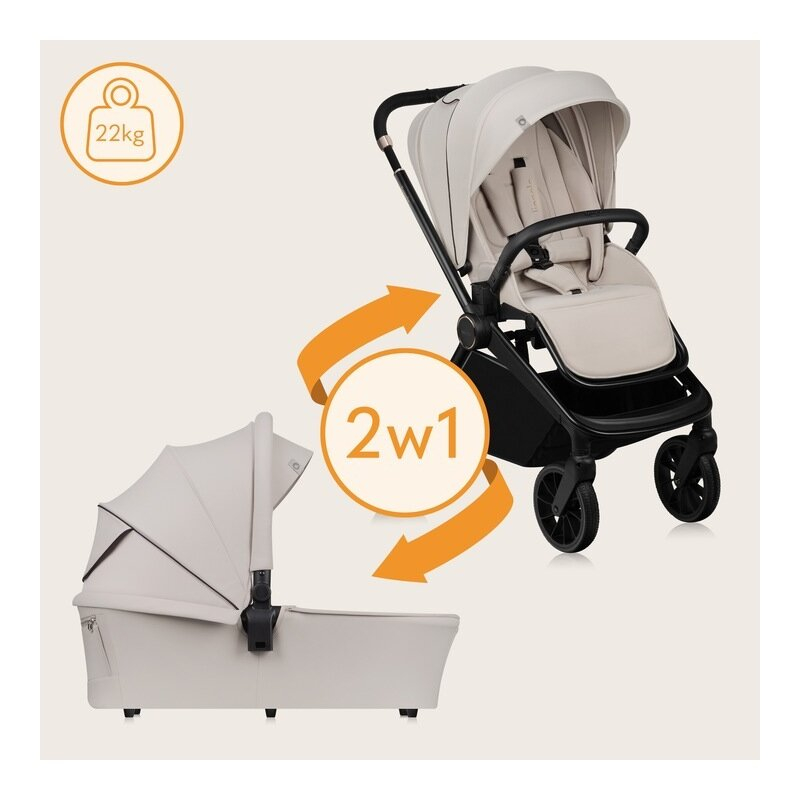 Carucior 2 in 1, Lionelo, Mika Plus, Cadru din aluminiu, Cu landou intarit si salteluta moale, Reversibil, Cu sistem de ventilatie 3D, Cu accesorii, Pana la 22 kg, Conform cu EN1888-1 EN1888-2, EN1466 [70]