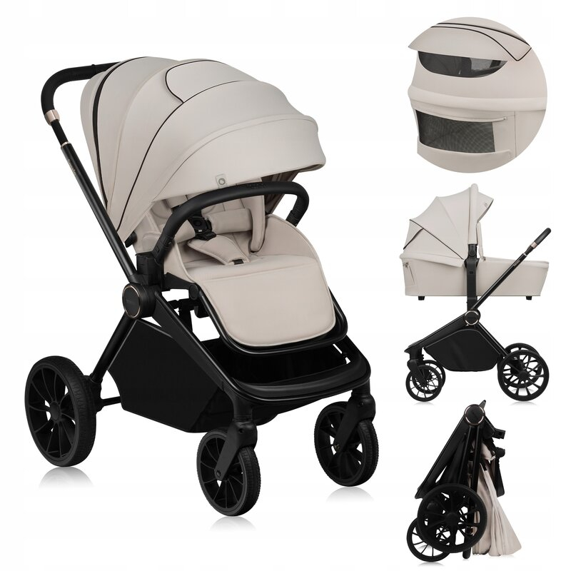 Carucior 2 in 1, Lionelo, Mika Plus, Cadru din aluminiu, Cu landou intarit si salteluta moale, Reversibil, Cu sistem de ventilatie 3D, Cu accesorii, Pana la 22 kg, Conform cu EN1888-1 EN1888-2, EN1466 [71]