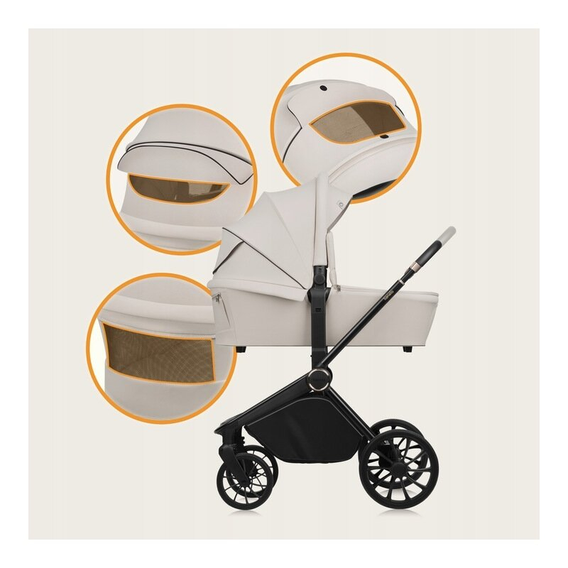 Carucior 2 in 1, Lionelo, Mika Plus, Cadru din aluminiu, Cu landou intarit si salteluta moale, Reversibil, Cu sistem de ventilatie 3D, Cu accesorii, Pana la 22 kg, Conform cu EN1888-1 EN1888-2, EN1466 [68]