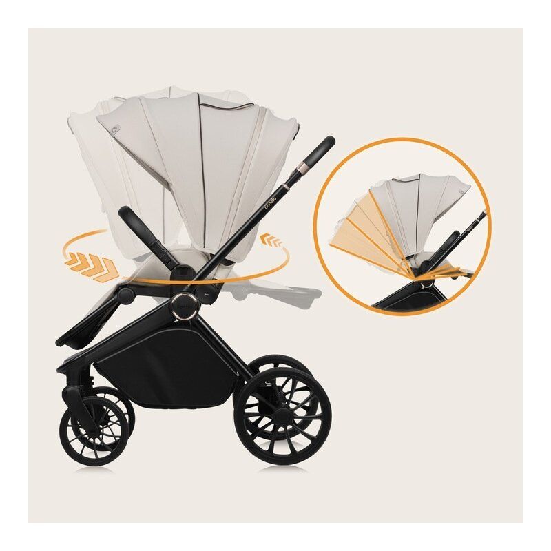 Carucior 2 in 1, Lionelo, Mika Plus, Cadru din aluminiu, Cu landou intarit si salteluta moale, Reversibil, Cu sistem de ventilatie 3D, Cu accesorii, Pana la 22 kg, Conform cu EN1888-1 EN1888-2, EN1466 [67]