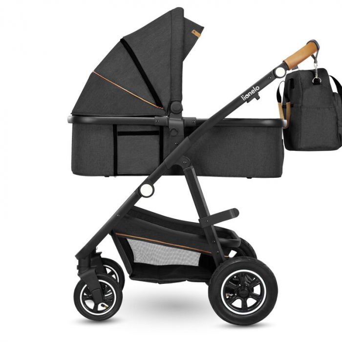 Carucior 3 in 1, Lionelo, Amber, Cadru aluminiu, Cu landou intarit si salteluta moale, Cu scoica auto testata ADAC, Reversibil, Cu accesorii, Geanta parinti, Pana la 22 kg, EN1888-1 EN1888-2 EN1466 EC [8]