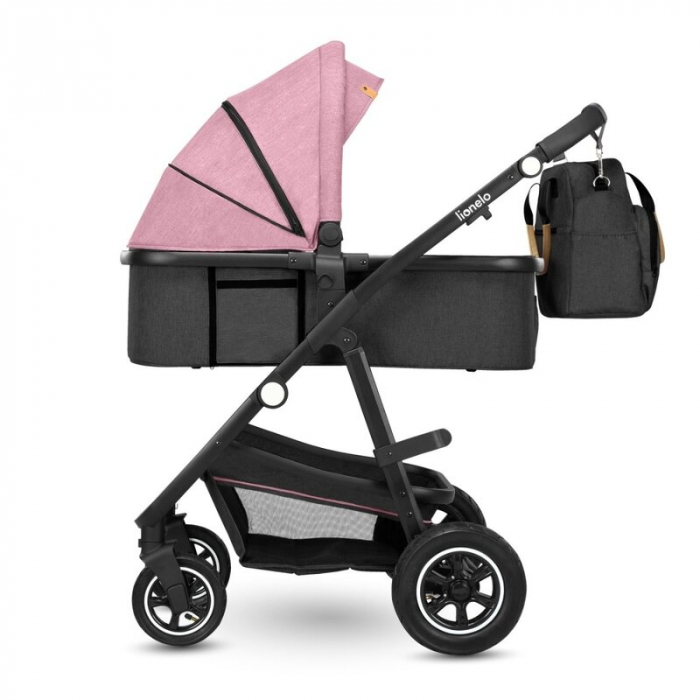 Carucior 3 in 1, Lionelo, Amber, Cadru aluminiu, Cu landou intarit si salteluta moale, Cu scoica auto testata ADAC, Reversibil, Cu accesorii, Geanta parinti, Pana la 22 kg, EN1888-1 EN1888-2 EN1466 EC [7]