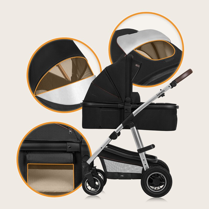 Carucior 3 in 1, Lionelo, Amber, Cadru aluminiu, Cu landou intarit si salteluta moale, Cu scoica auto testata ADAC, Reversibil, Cu accesorii, Geanta parinti, Pana la 22 kg, EN1888-1 EN1888-2 EN1466 EC [40]