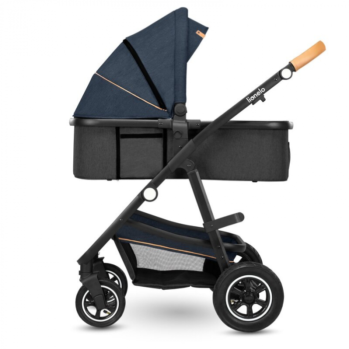 Carucior 3 in 1, Lionelo, Amber, Cadru aluminiu, Cu landou intarit si salteluta moale, Cu scoica auto testata ADAC, Reversibil, Cu accesorii, Geanta parinti, Pana la 22 kg, EN1888-1 EN1888-2 EN1466 EC [13]